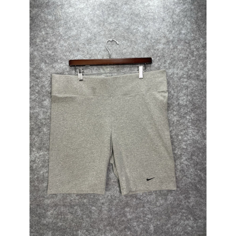 NIKE Womens Sportswear Essential Mid Rise Grey Bike Shorts 2X Spandex Athletic